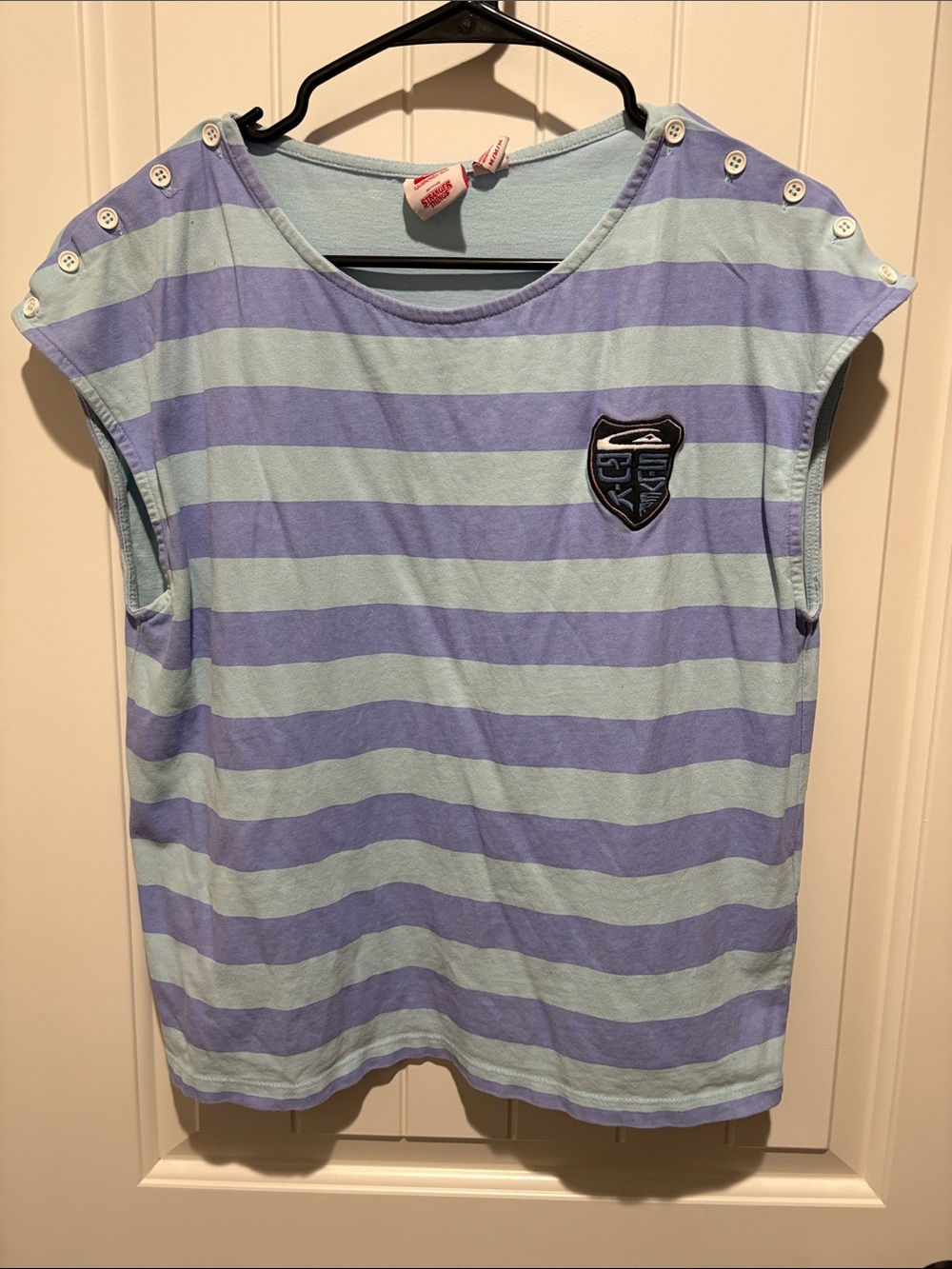 Quiksilver Short Sleeve Striped Tee in Light Blue & Lavender